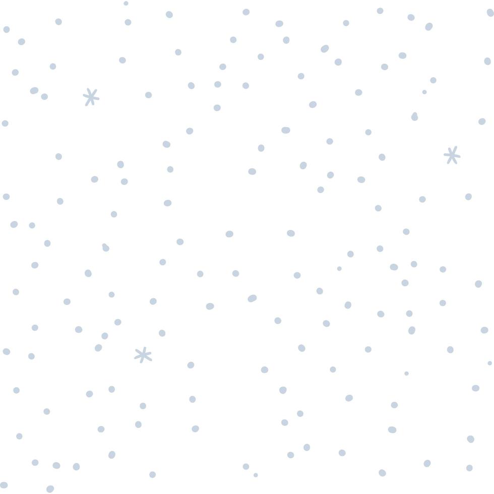 Light blue chaotic dots vector seamless pattern. Simple random spots on white background. Abstract small blobs or drops monochrome texture. Winter vector flat backdrop.