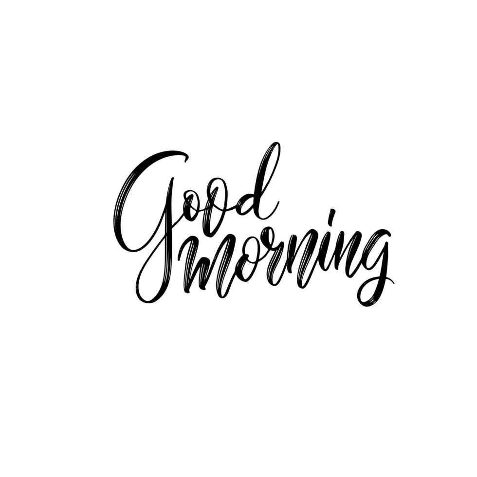 Good Morning lettering text. Hand drawn lettering phrase for print, photo overlay, decor. Modern brush calligraphy slogan. vector