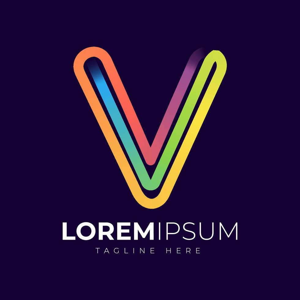 plantilla de diseño de logotipo de letra v. tipografía creativa moderna de moda v y degradado colorido vector