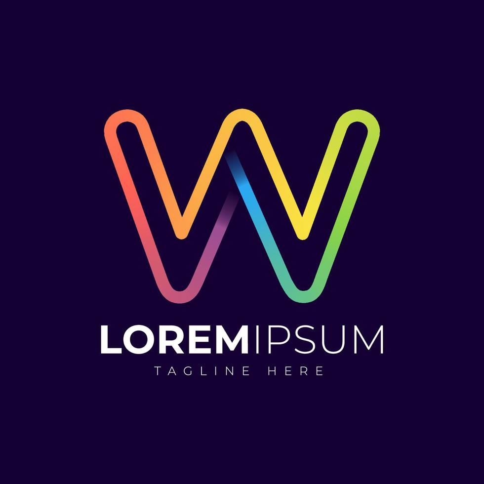 plantilla de diseño de logotipo de letra w. tipografía creativa moderna de moda w y degradado colorido vector