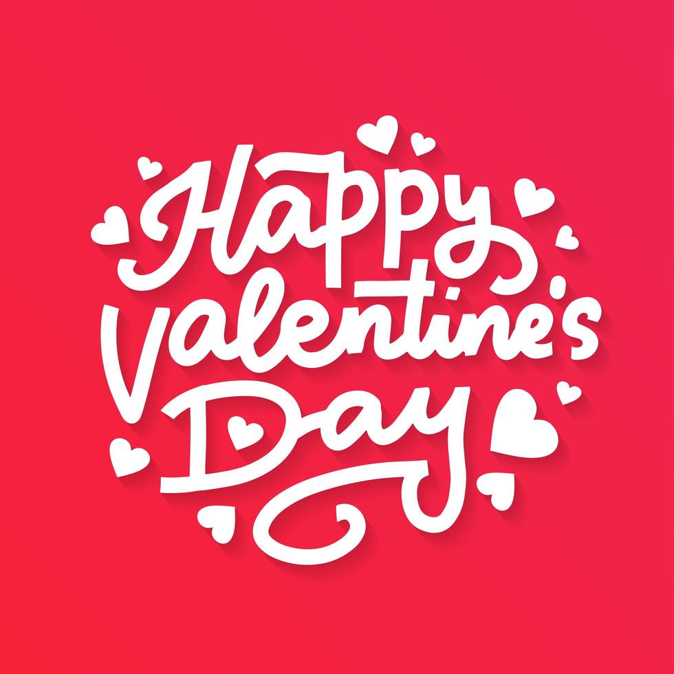 Valentines Day Lettering Background. Happy Valentines Day text on a red background vector
