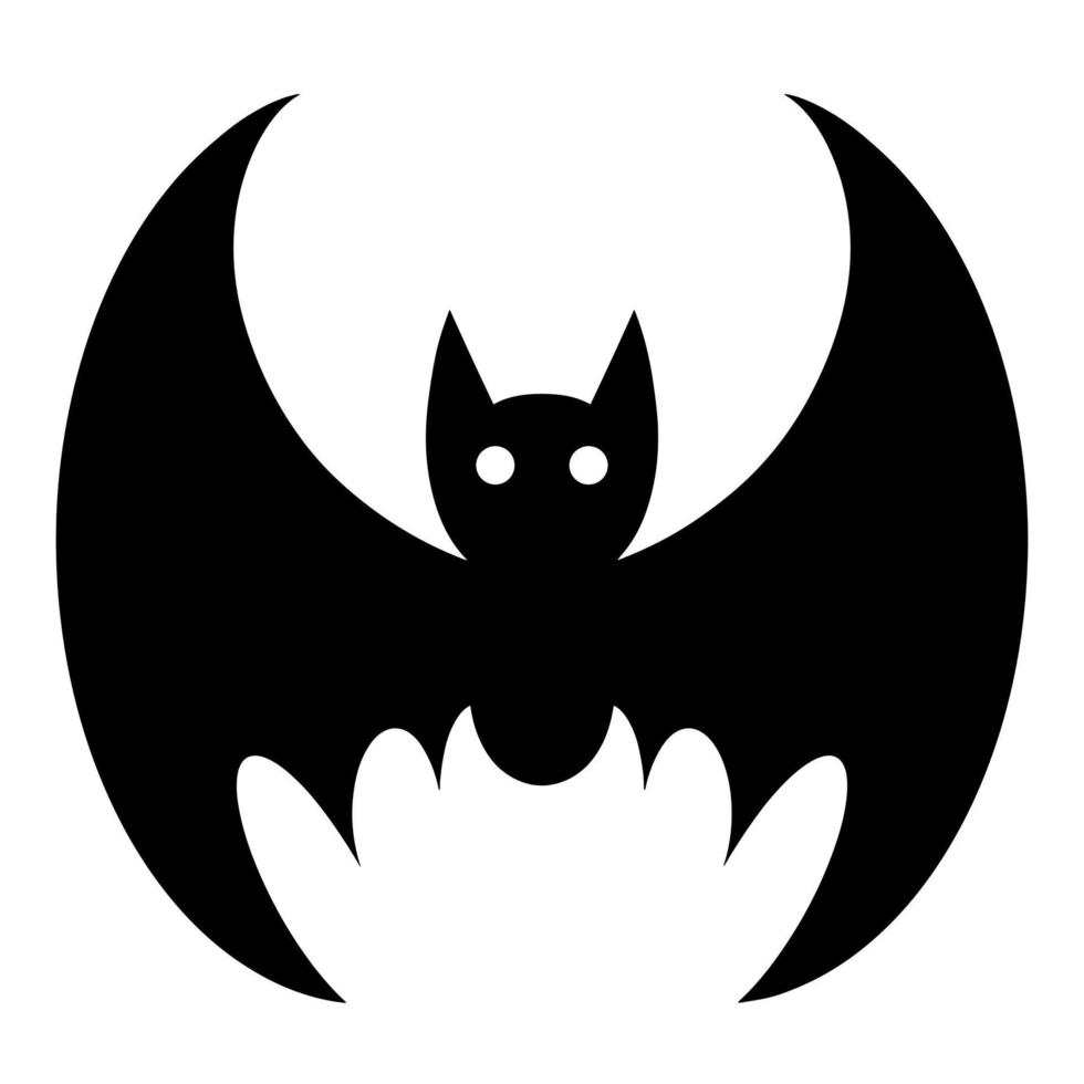 Bat vector icon. Isolated illustration on a white background. Black silhouette of a nocturnal