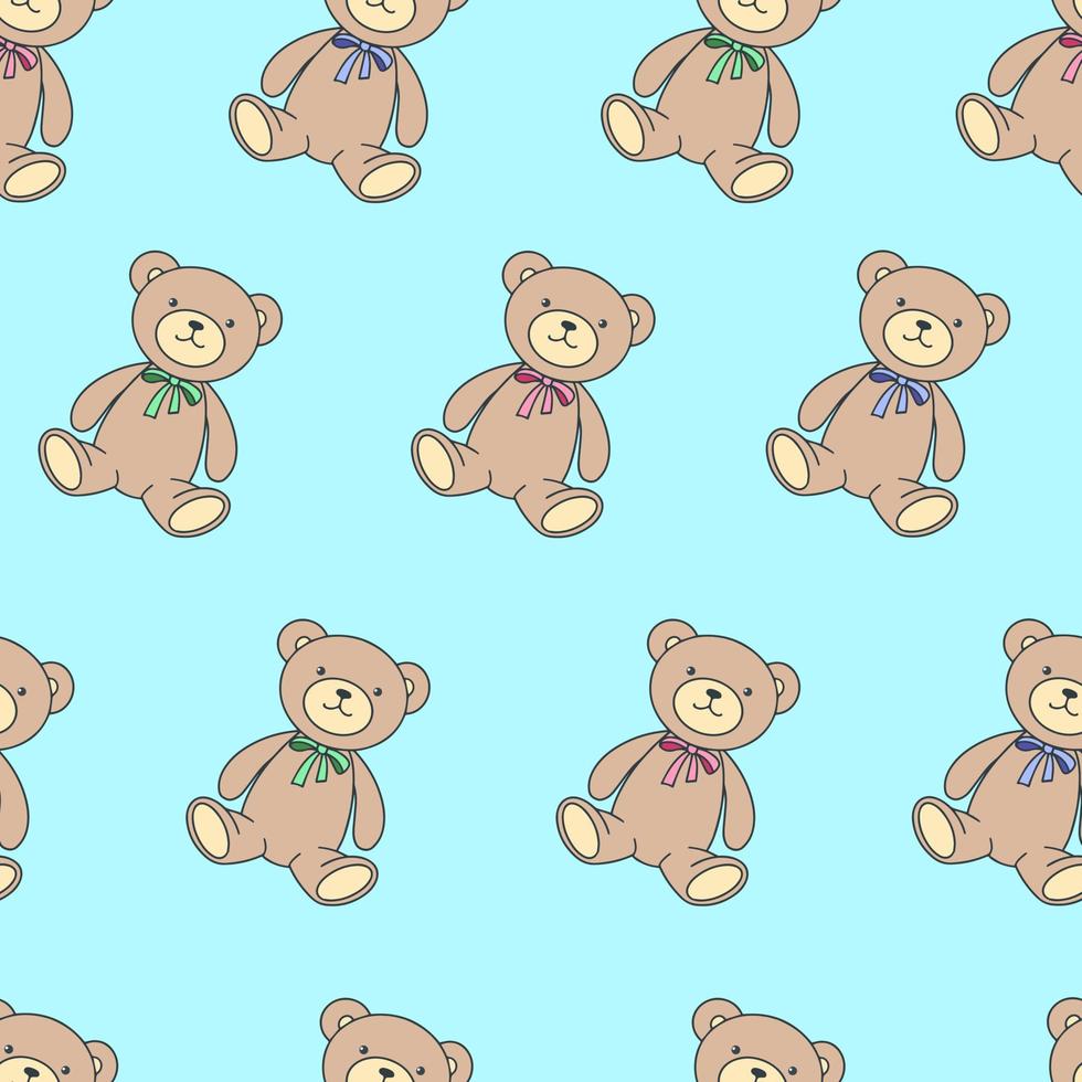 Seamless pattern with a teddy bear on a blue background vector