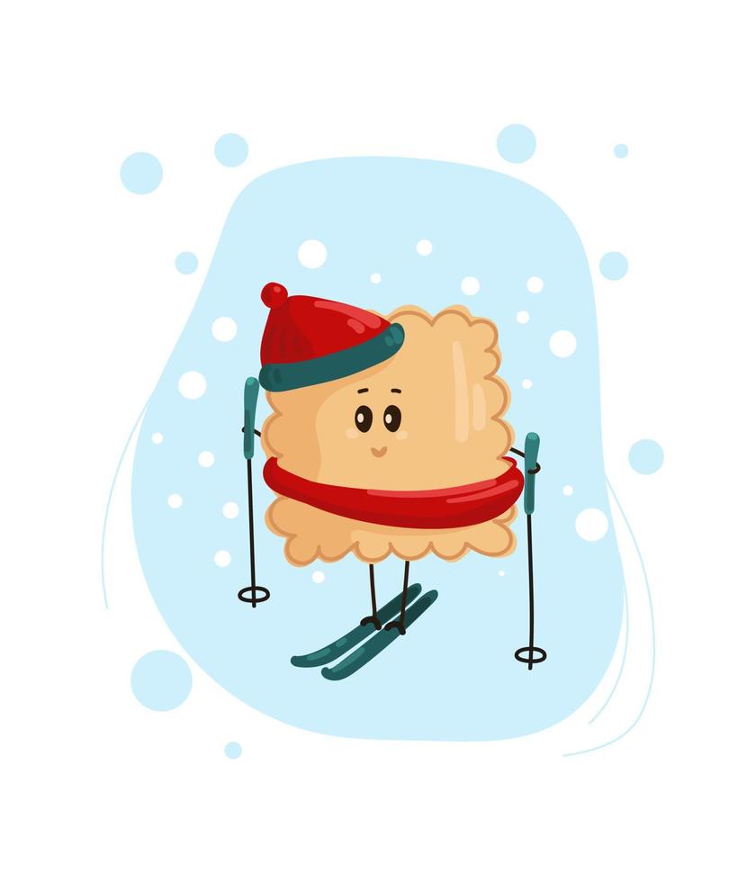 esquiador. Deportes de invierno. ilustración infantil de un esquiador. galletas de esquí. vector