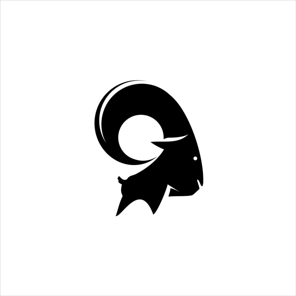 ibex logo simple flat black and funny icon or illustration of ram vector