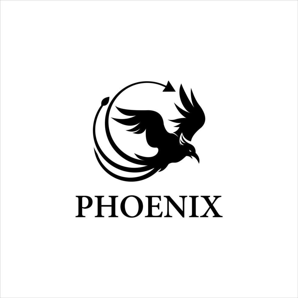 phoenix logo simple flat black color illustration of legendary animal design idea vector