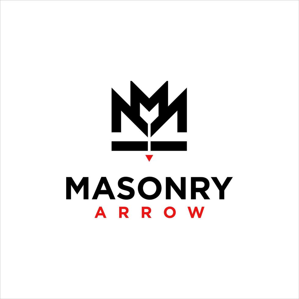 simple black crown masonry logo design idea vector