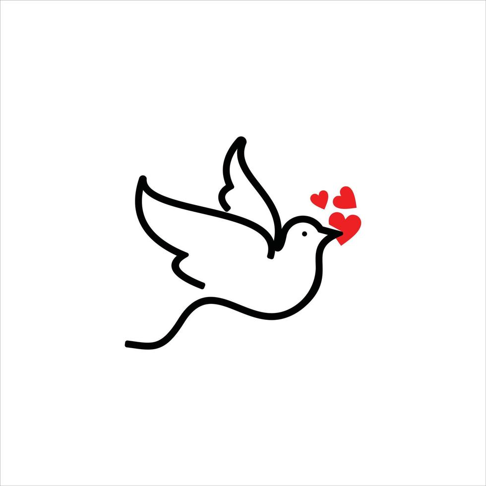 simple pigeon love symbol icon logo design idea vector