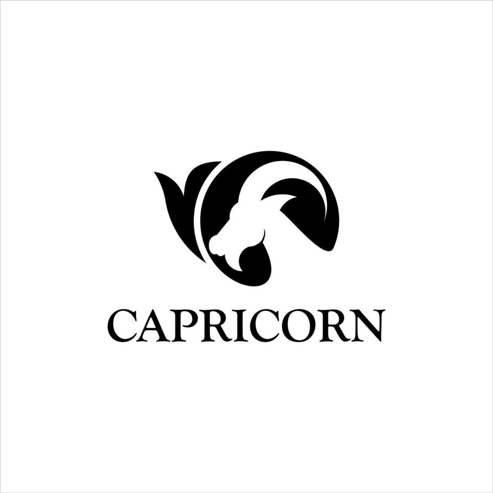 simple modern flat icon black capricorn zodiac logo design vector