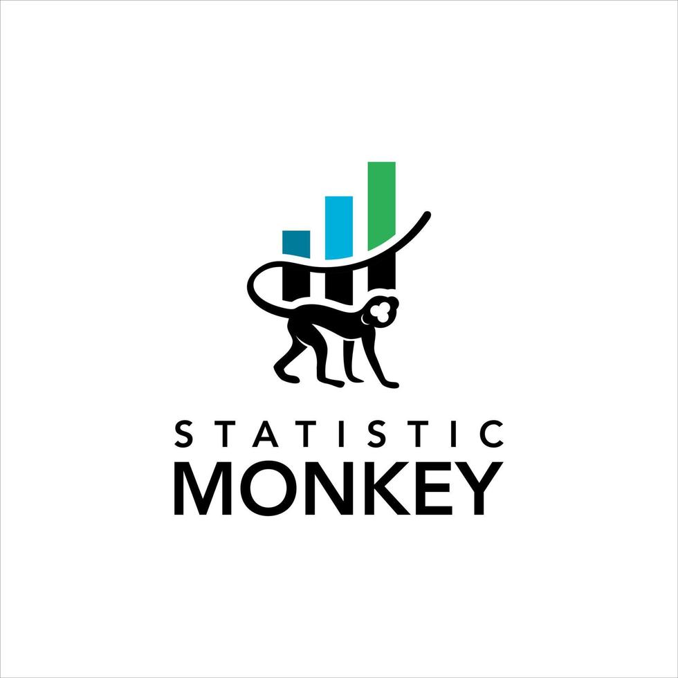 analytic logo simple fun black monkey three bar smart design idea vector