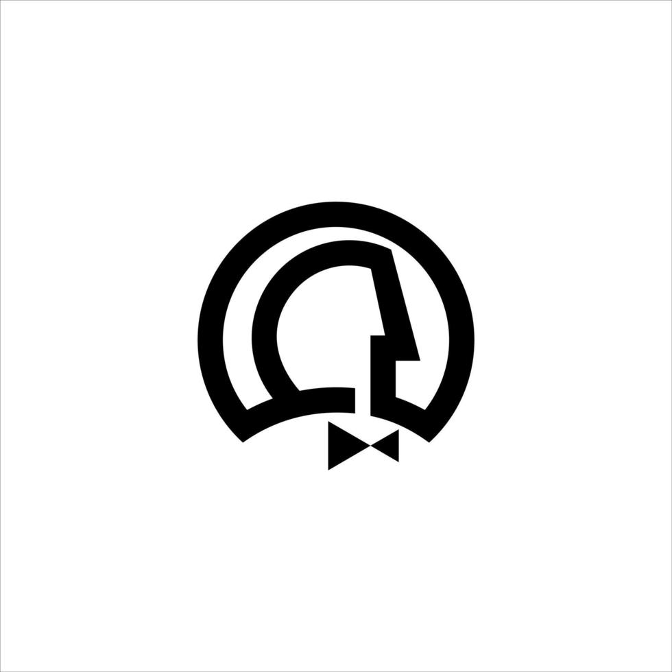 modern simple black line circle service man illustration icon logo design idea vector