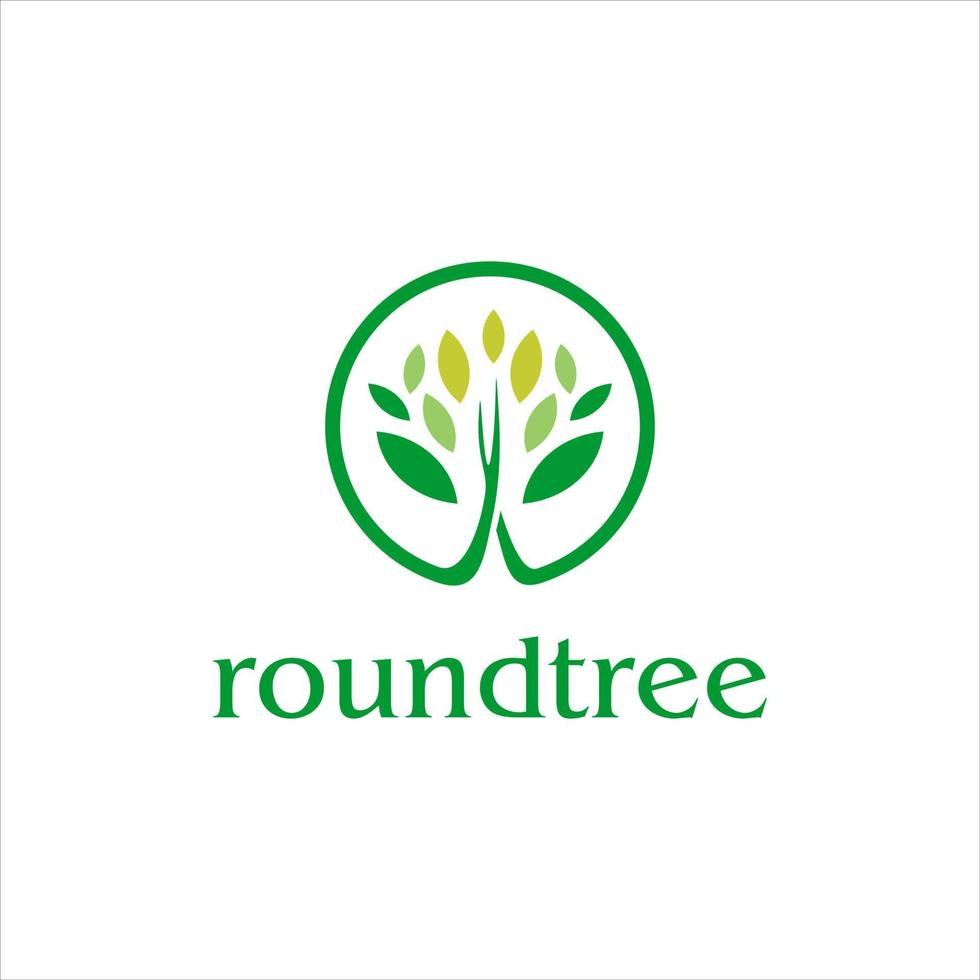 tree logo simple green leaf vector modern round icon design idea