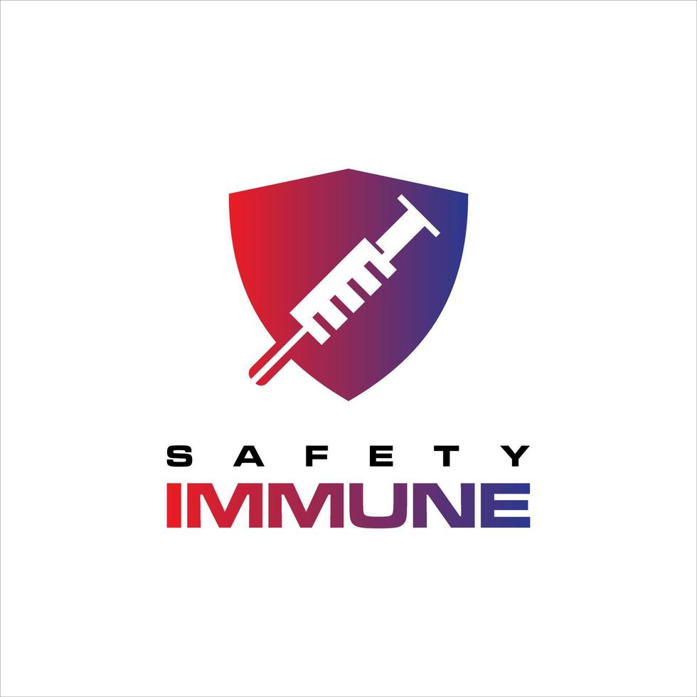 health care logo simple modern red shield injection design vector