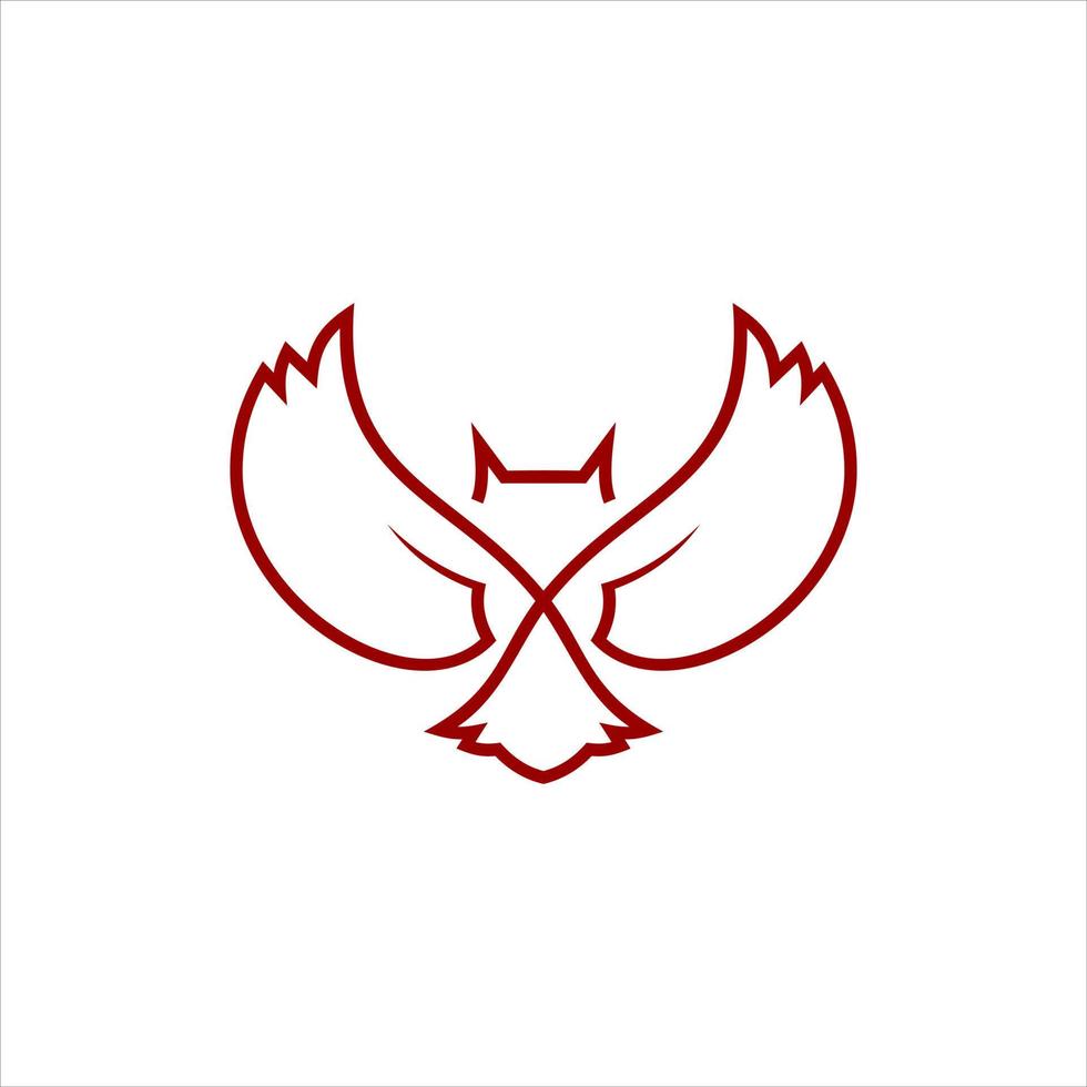 simple line red art owl logo design idea vector