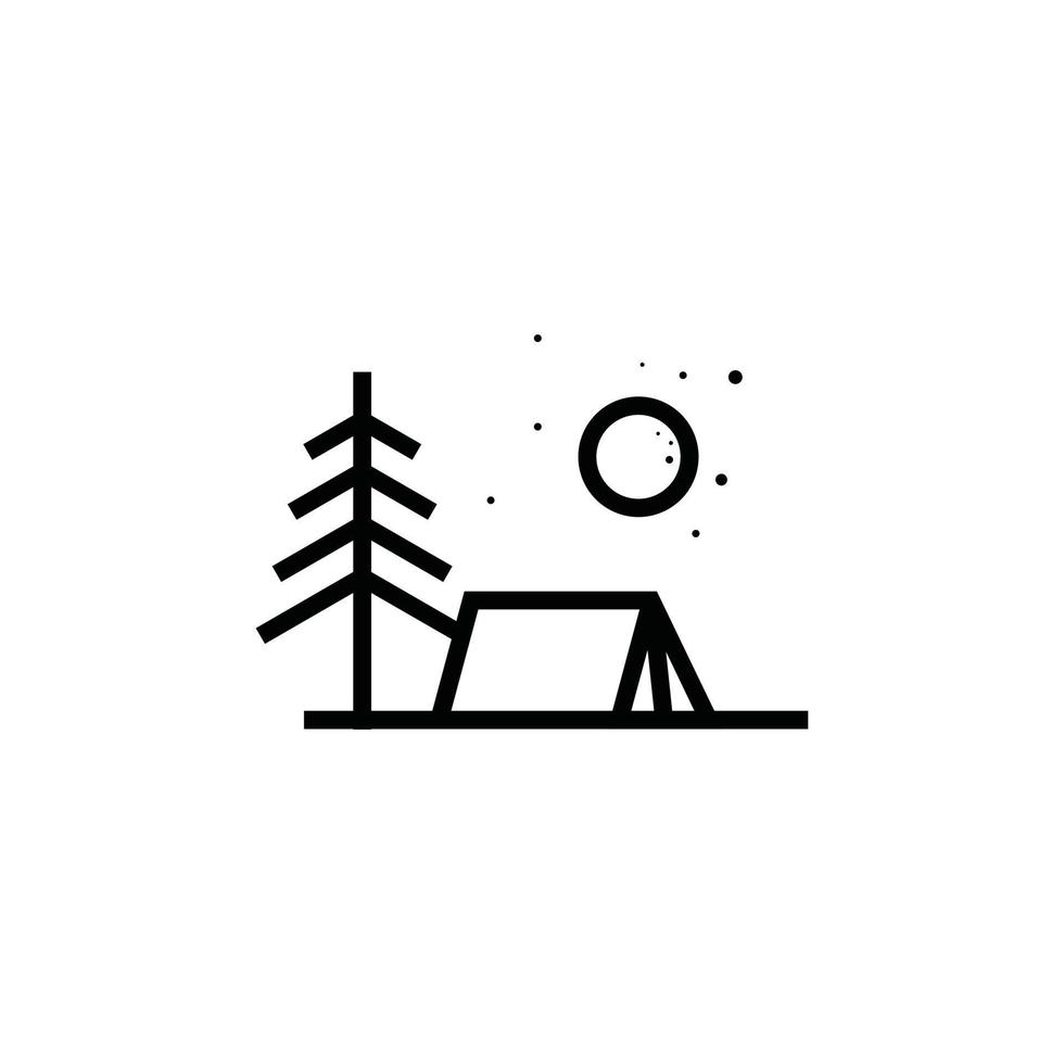 simple line illustration outdoor camp idea vector