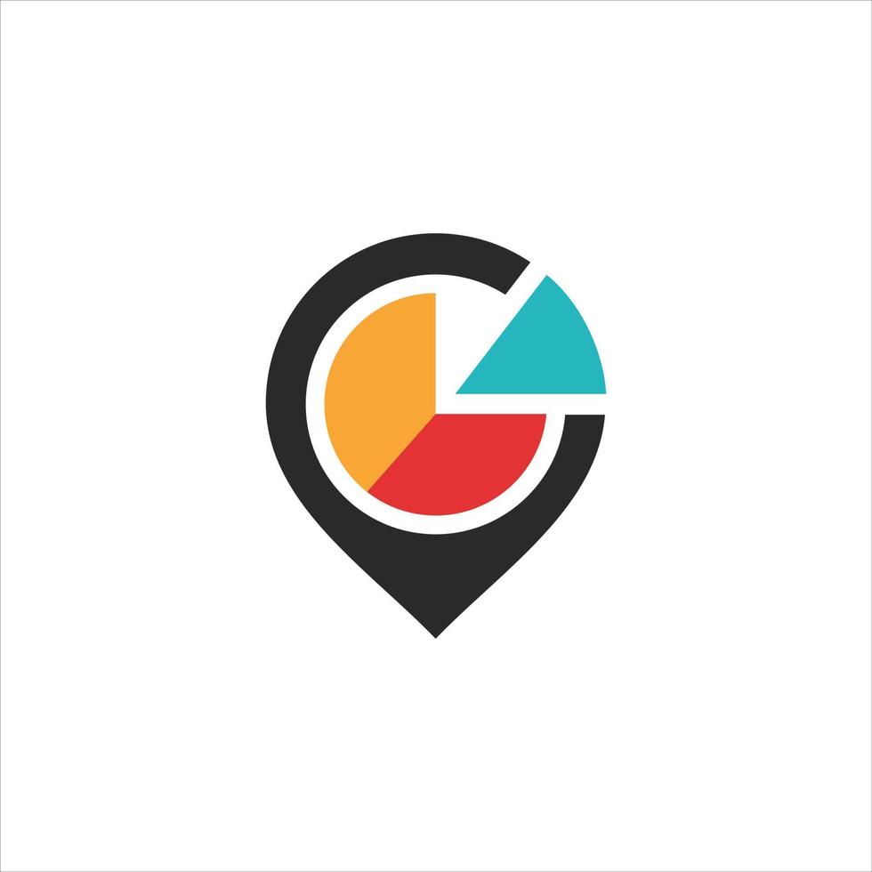 simple flat color illustration of market point icon diagram pie logo design vector
