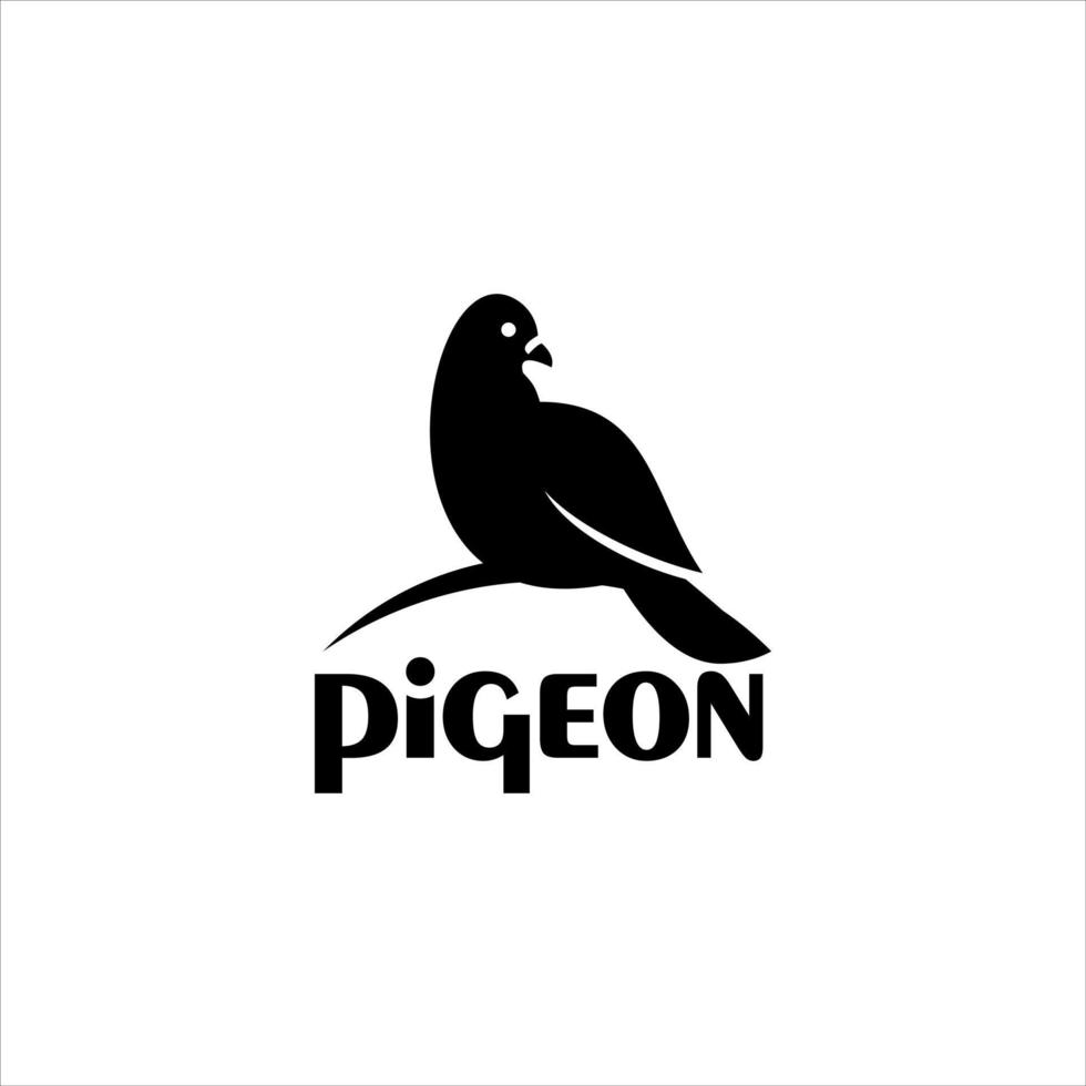 simple modern black pigeon bird silhouette illustration vector
