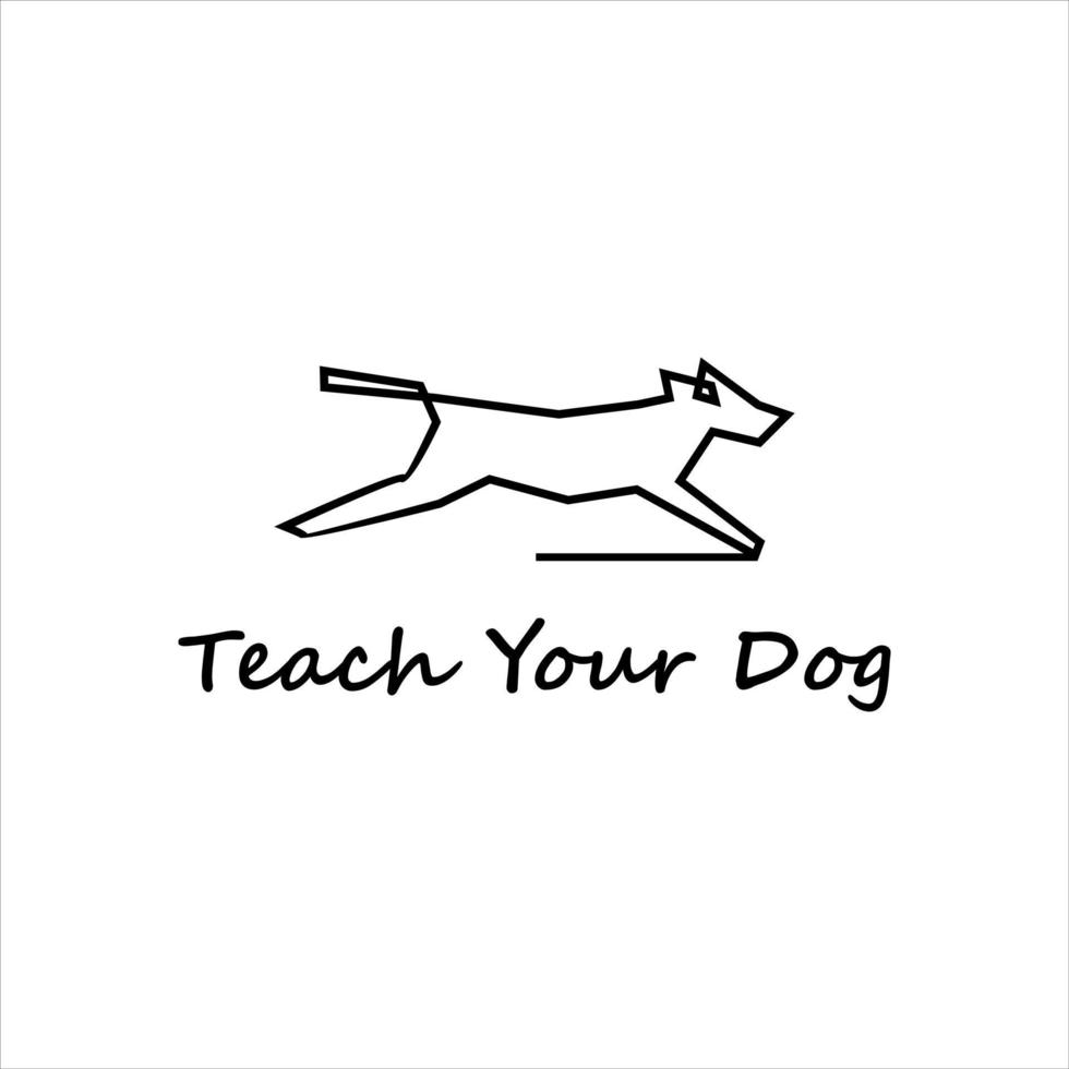 dog logo simple modern black line illustration design animal training vector