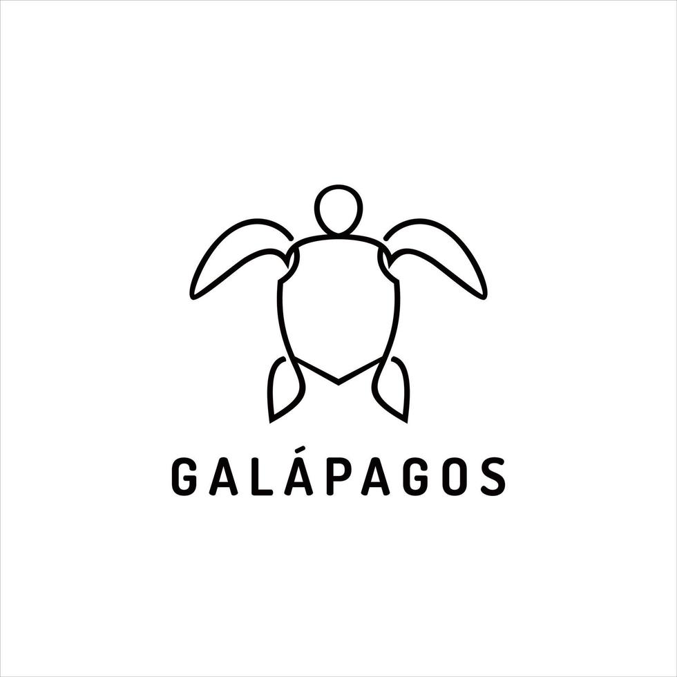 simple modern black line of sea turtle illustration logo design vector