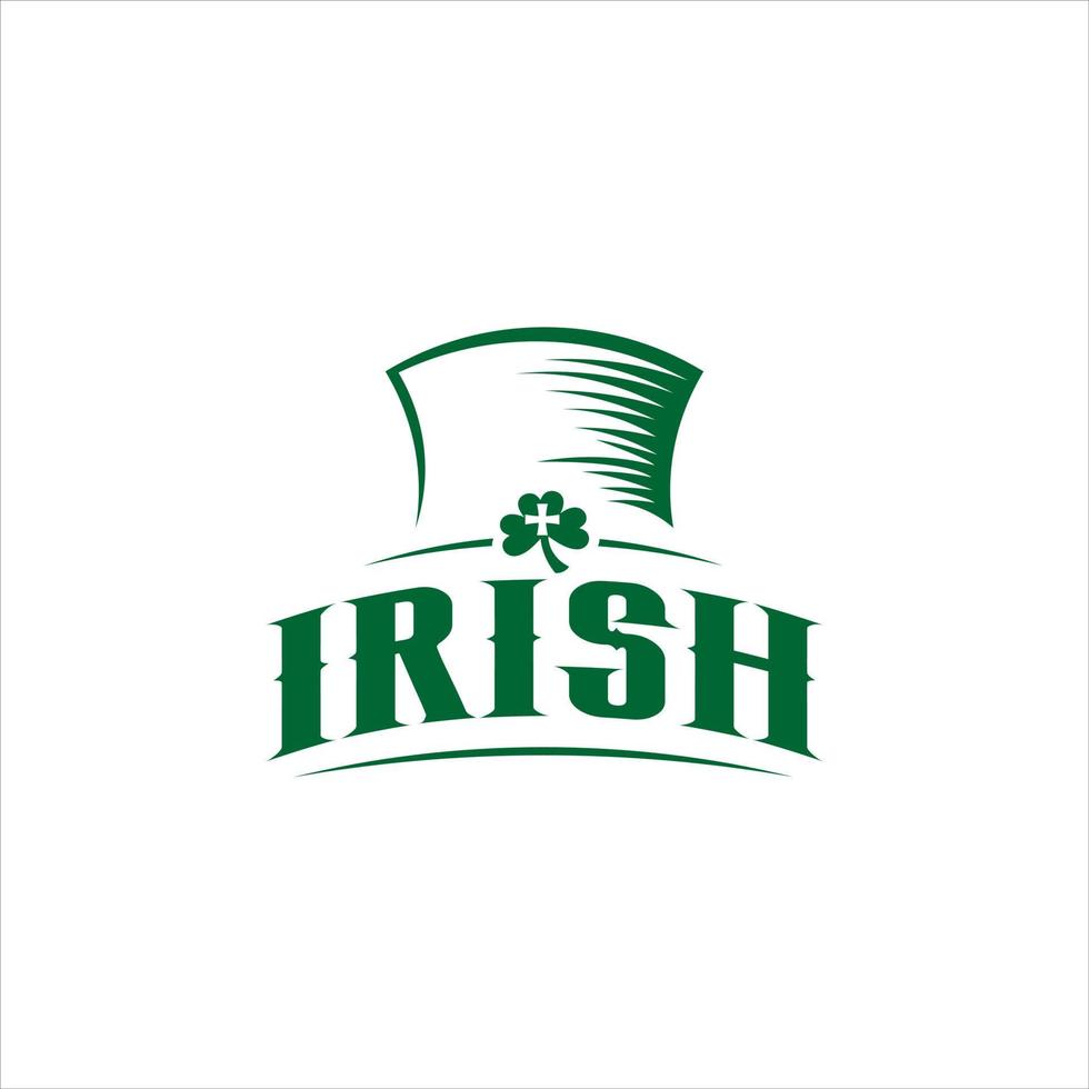 idea de icono de diseño de logotipo de insignia verde de sombrero irlandés vector