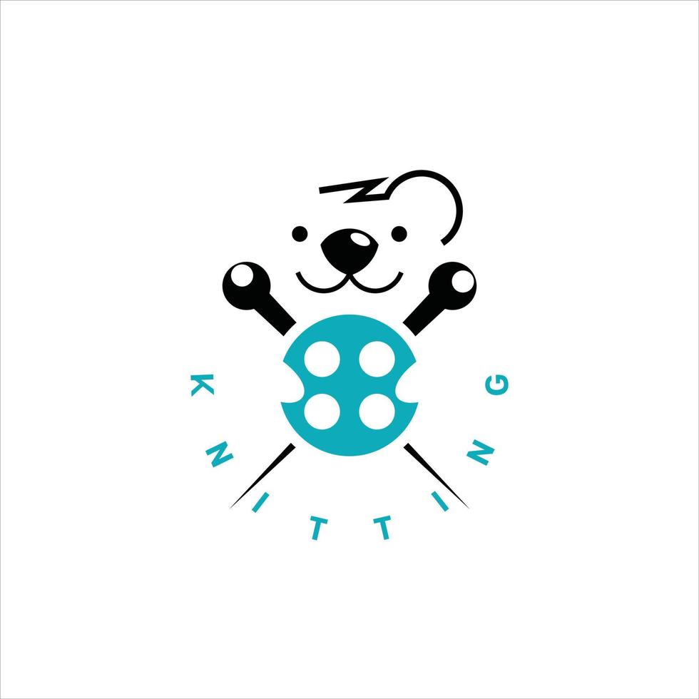 fun badge koala mascot knitting company logo design idea vector