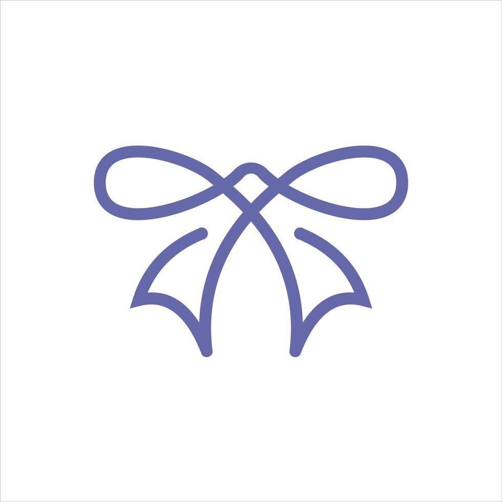 simple line art purple gift ribbon logo design idea vector