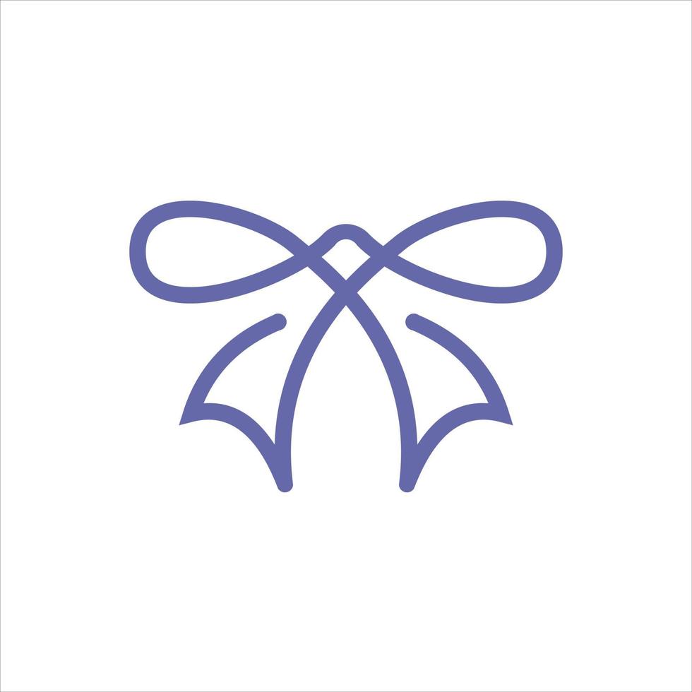 simple line art purple gift ribbon logo design idea vector