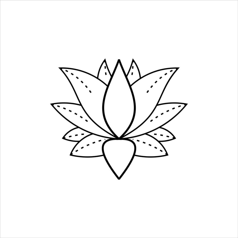 simple outline black lotus flower logo design idea vector
