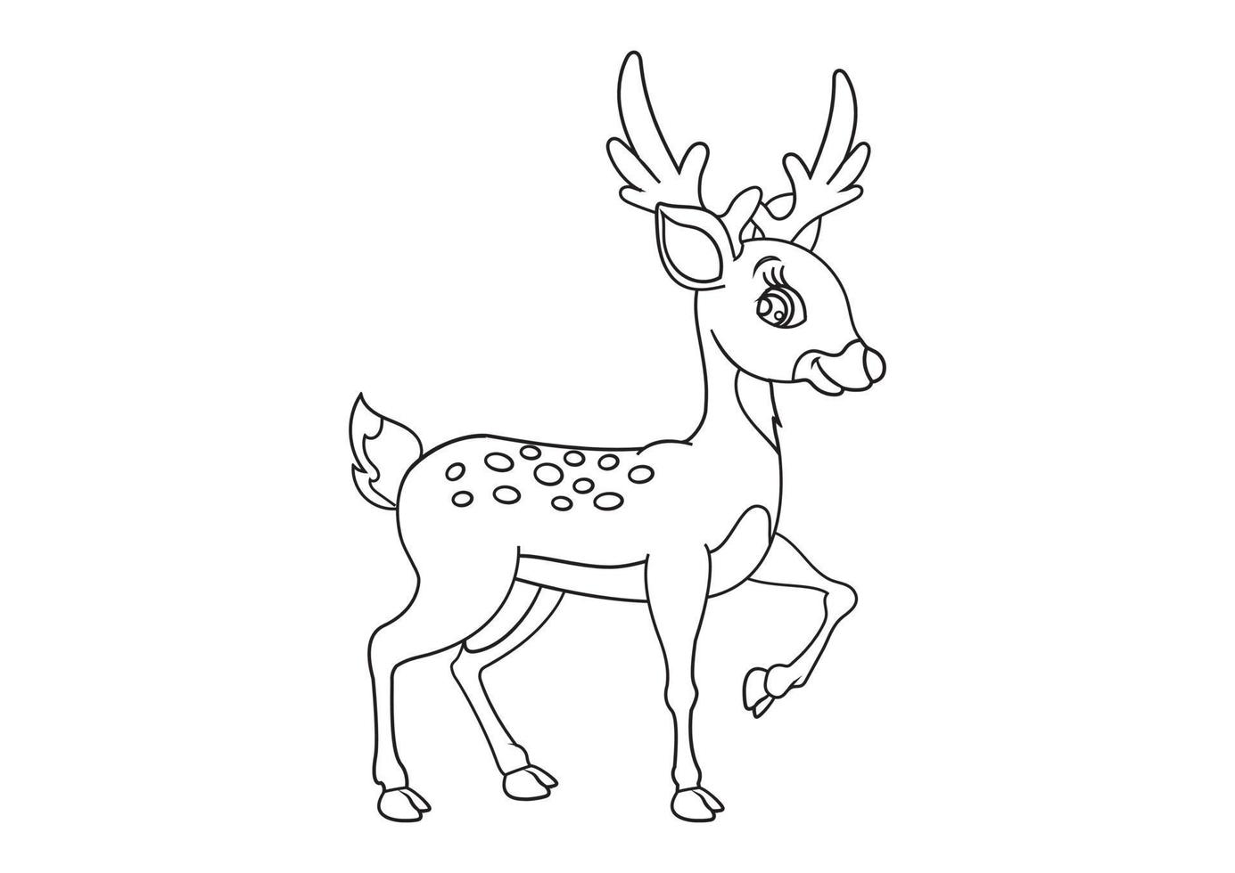 Black and White Cute Cartoon Deer vector