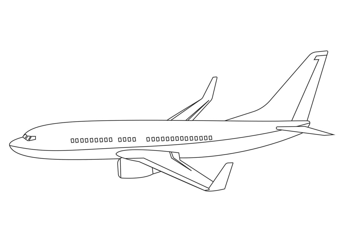 Black and White Clipart Airplane isolated on white background. Vector airplane