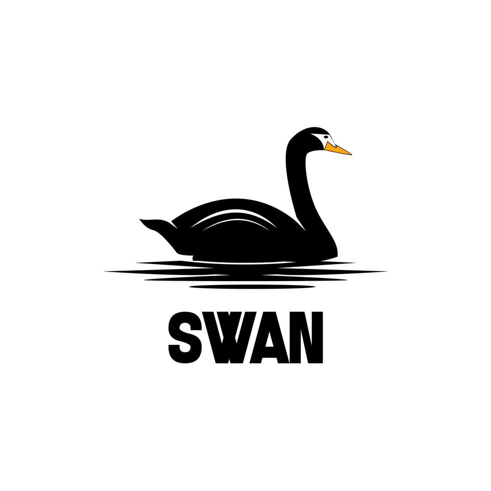 icono del logotipo del cisne en aguas tranquilas, ilustración de diseño vectorial vector