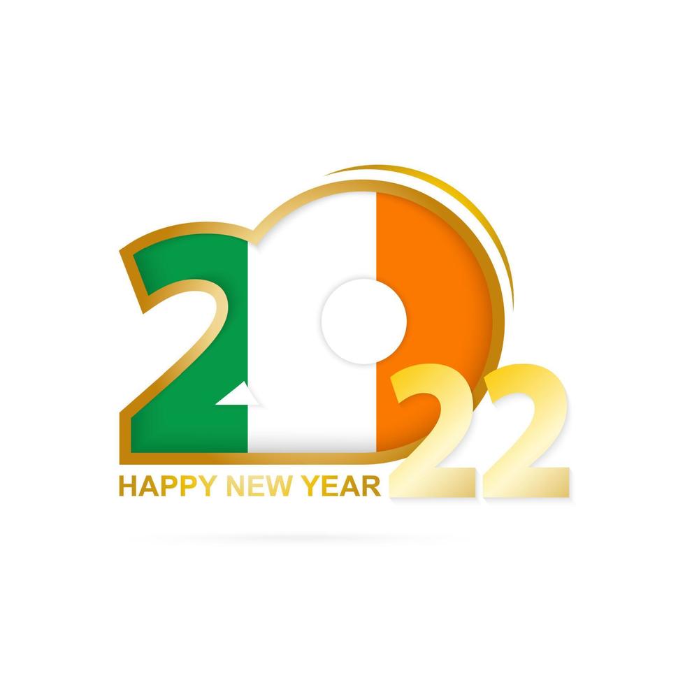 Year 2022 with Ireland Flag pattern. Happy New Year Design. vector