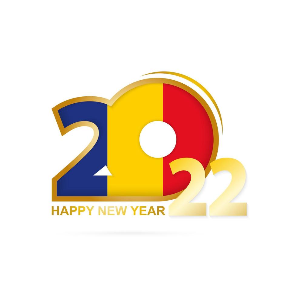 Year 2022 with Romania Flag pattern. Happy New Year Design. vector