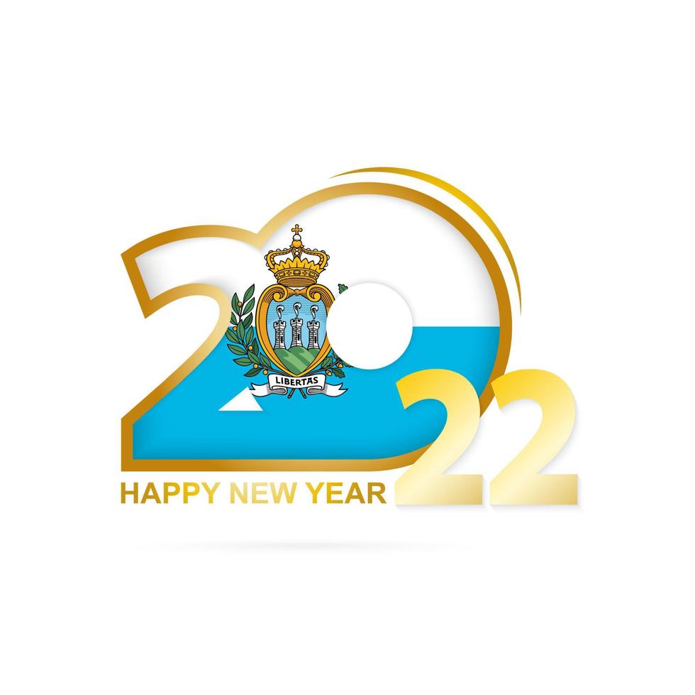 Year 2022 with San Marino Flag pattern. Happy New Year Design. vector