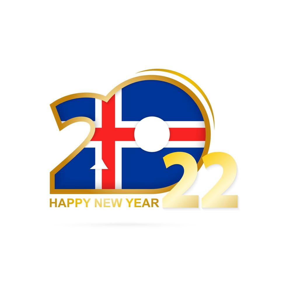 Year 2022 with Iceland Flag pattern. Happy New Year Design. vector