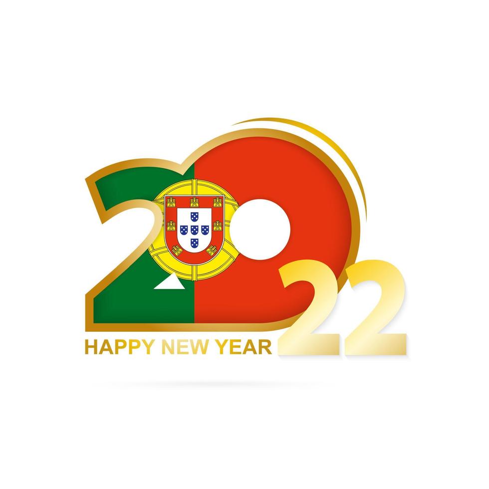 año 2022 con patrón de bandera de portugal. diseño de feliz año nuevo. vector