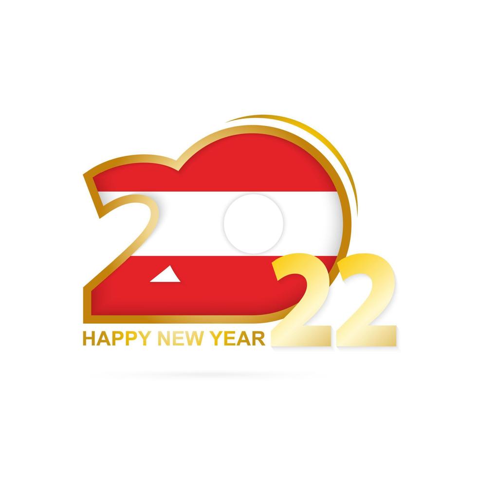 Year 2022 with Austria Flag pattern. Happy New Year Design. vector