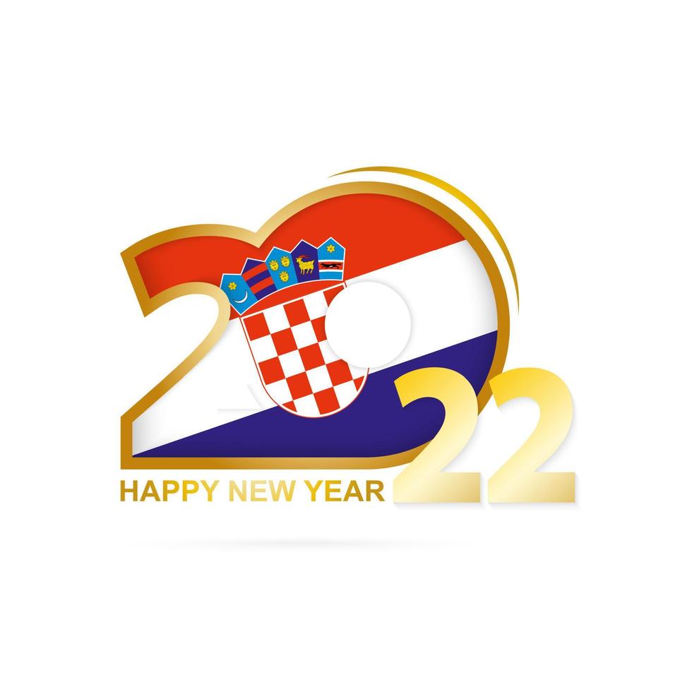 Year 2022 with Croatia Flag pattern. Happy New Year Design. vector