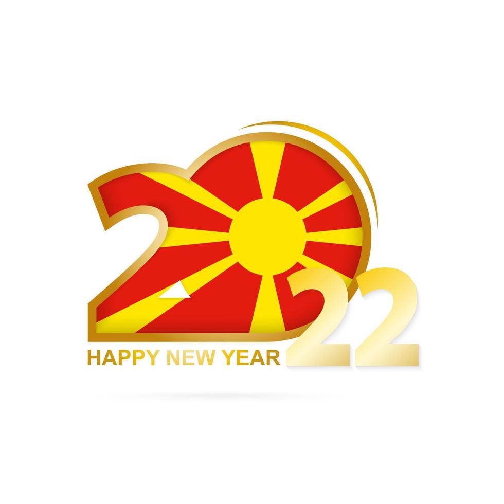 Year 2022 with Macedonia Flag pattern. Happy New Year Design. vector