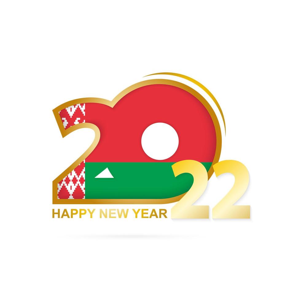 año 2022 con patrón de bandera de Bielorrusia. diseño de feliz año nuevo. vector