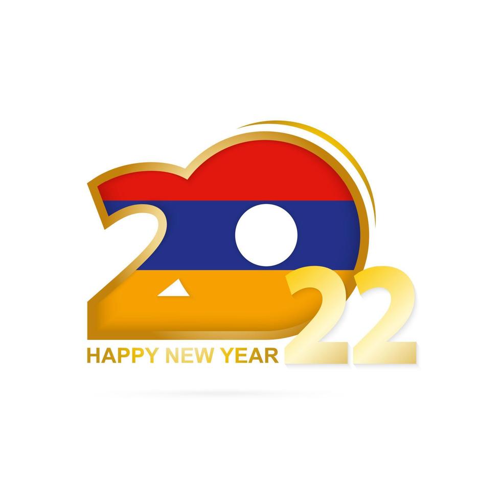 Year 2022 with Armenia Flag pattern. Happy New Year Design. vector