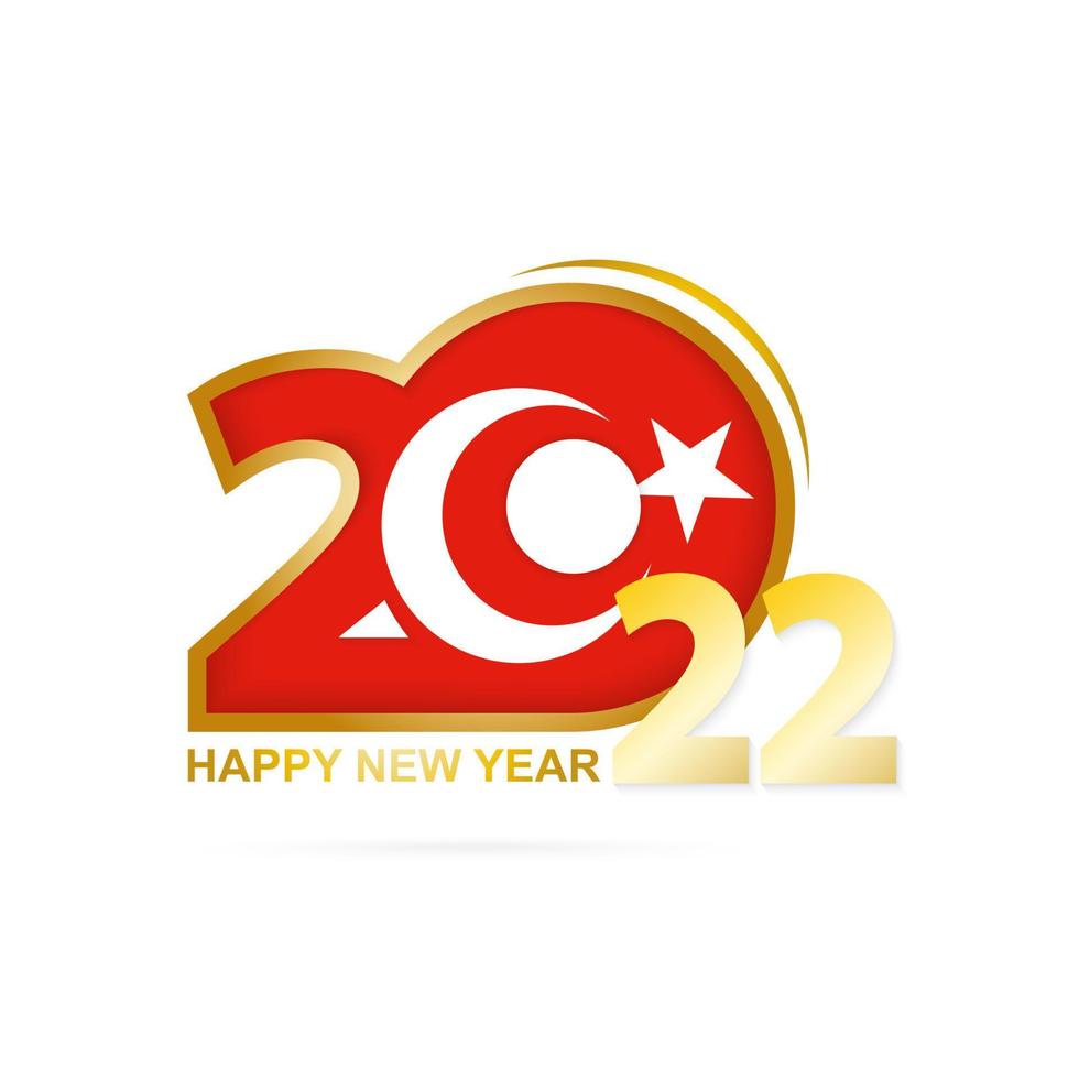 Year 2022 with Turkey Flag pattern. Happy New Year Design. vector