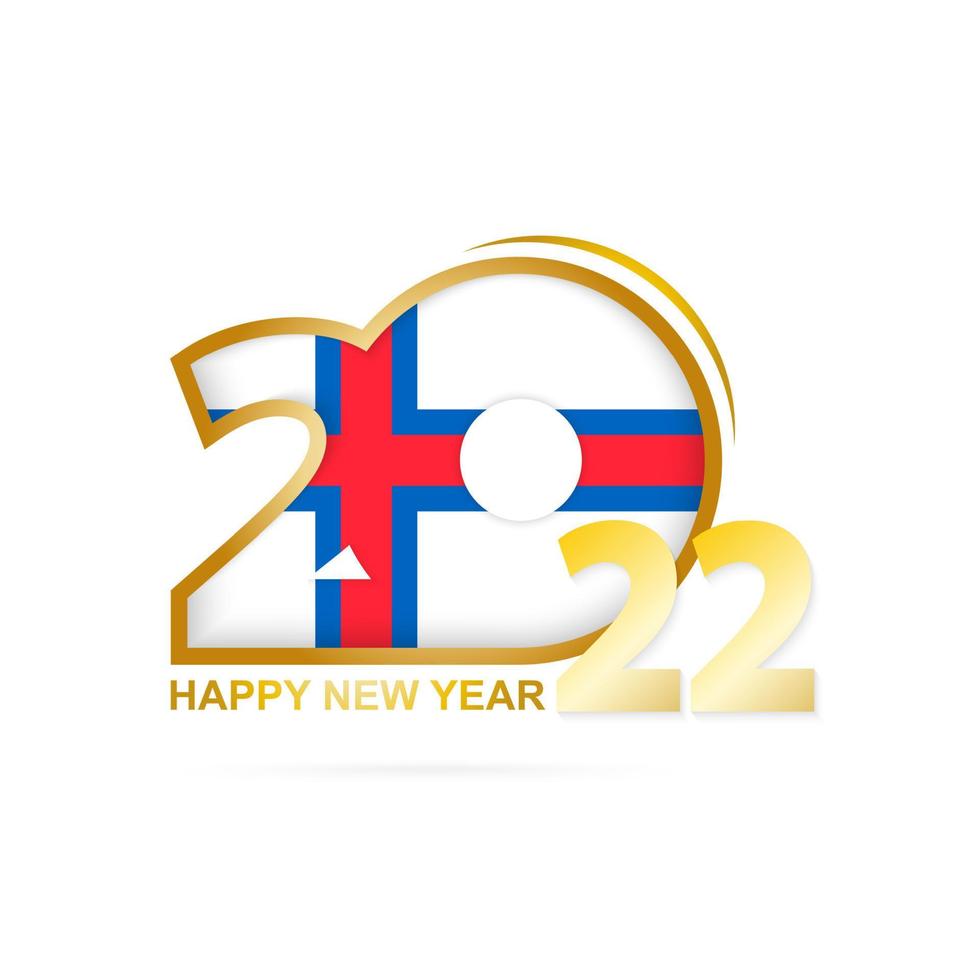 Year 2022 with Faroe Islands Flag pattern. Happy New Year Design. vector