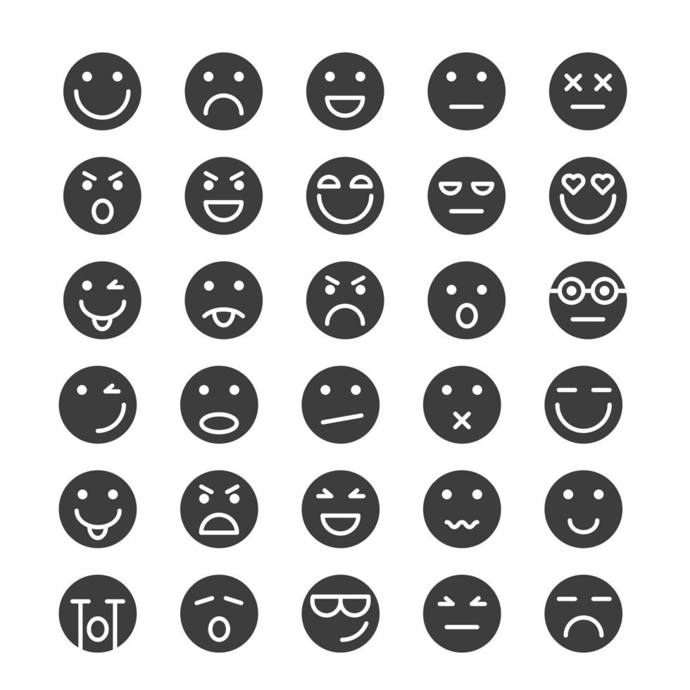 conjunto de iconos de glifo de emoticonos vector