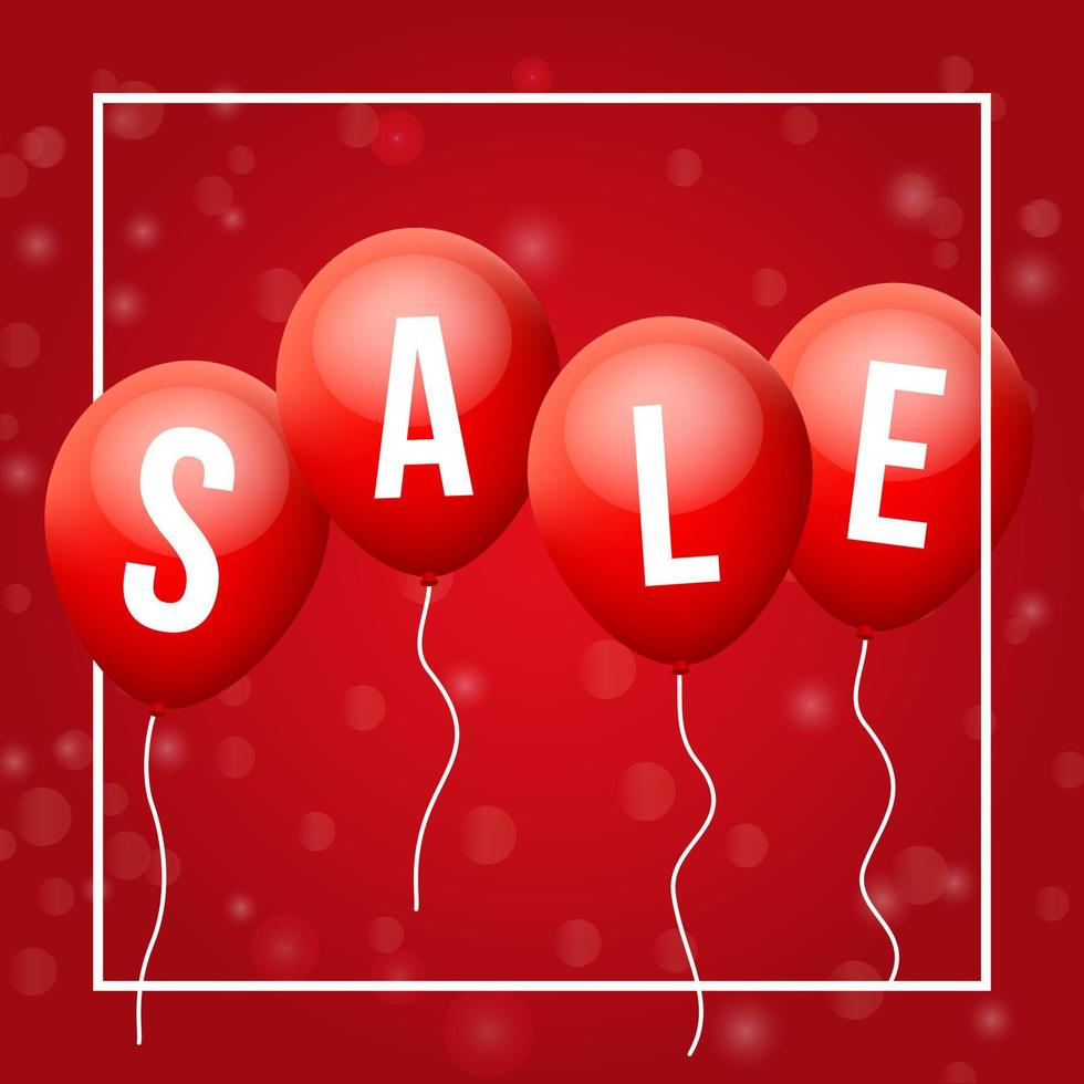 Red flying balloons, with sale letters vector
