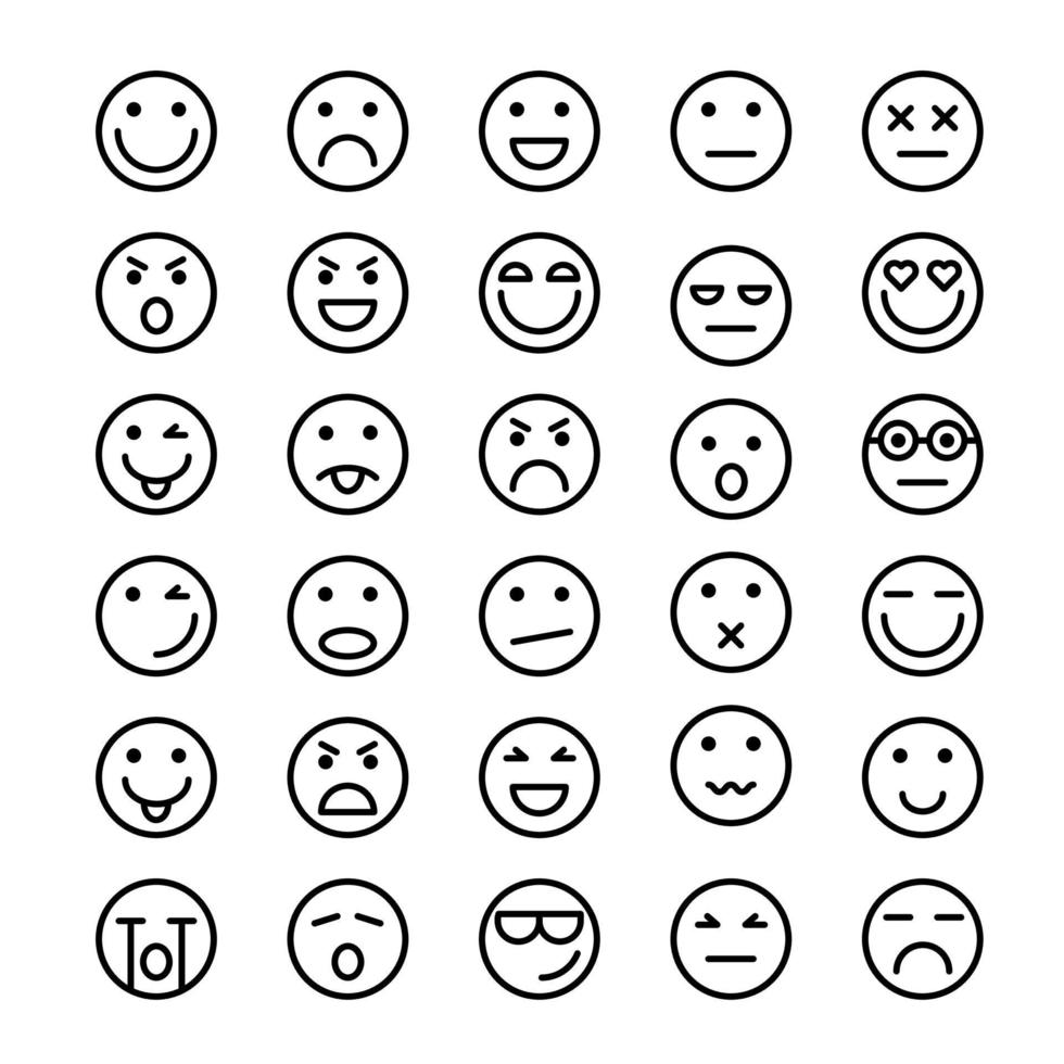 conjunto de iconos de contorno de emoticonos vector