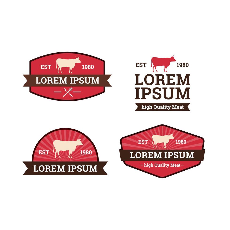 Set of steak house logo template vector