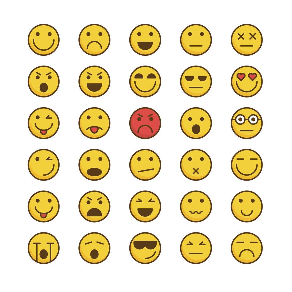 Emoticons Filled outline icon set vector