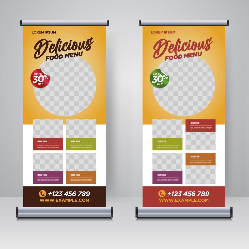 Food and Restaurant roll up banner design template vector