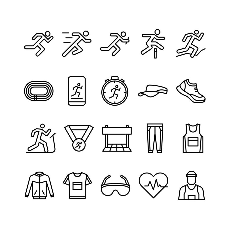 Running outline icon set vector